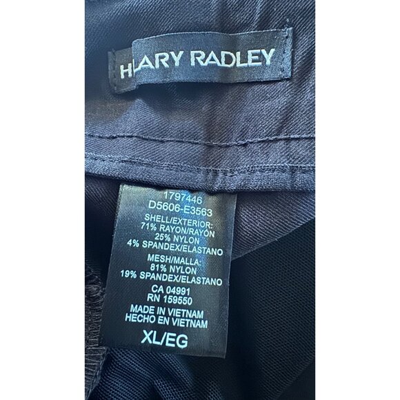 Hilary Radley XL Mid Rise Black Slim Leg Pants 29" Inseam Built-In Tummy Control - Picture 9 of 10